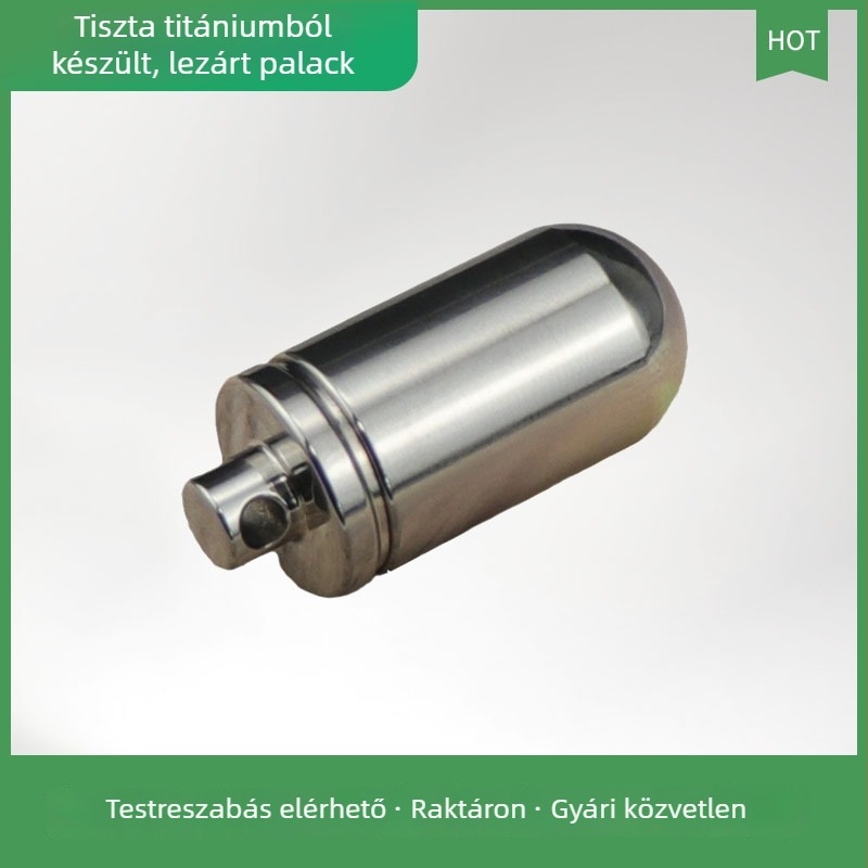 Mini titán gyógyszeres üveg, hordozható medál-kulcstartóval, kültéri vízálló fémdoboz gyógyszerekhez, hét napos készlet
