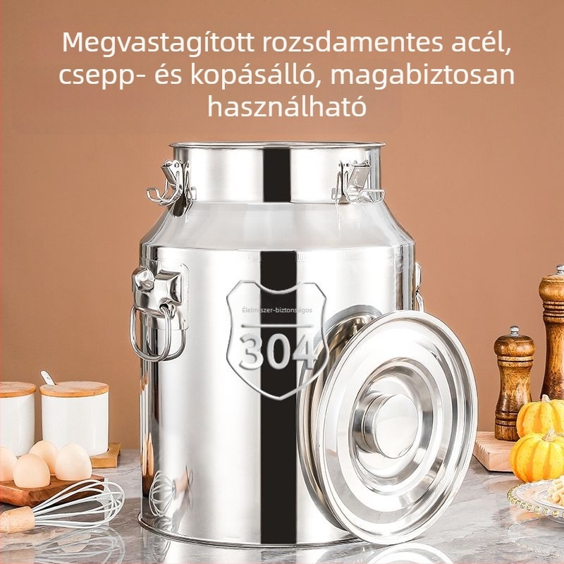 304 rozsdamentes acél zárt tárolóedény, többszörös felhasználású olaj, tej, tea és bor számára, kapacitás 5 L felett