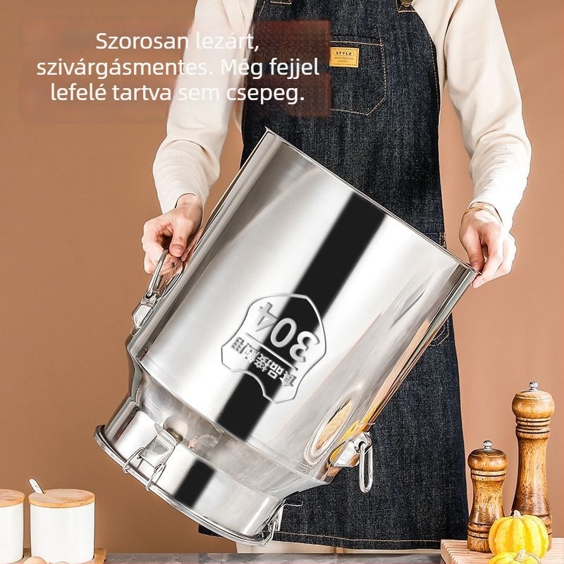 304 rozsdamentes acél zárt tárolóedény, többszörös felhasználású olaj, tej, tea és bor számára, kapacitás 5 L felett