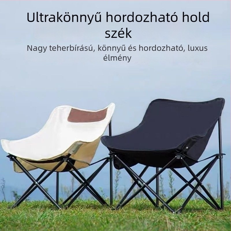 Összecsukható, hordozható hold alakú szék kültéri kempingezéshez – ultrakönnyű