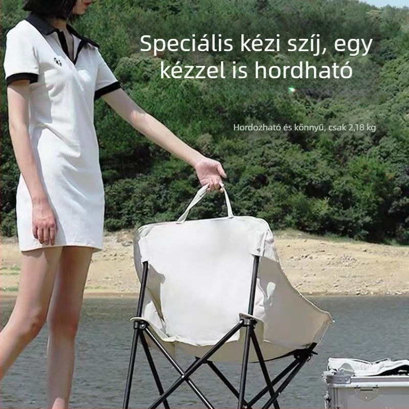 Összecsukható, hordozható hold alakú szék kültéri kempingezéshez – ultrakönnyű