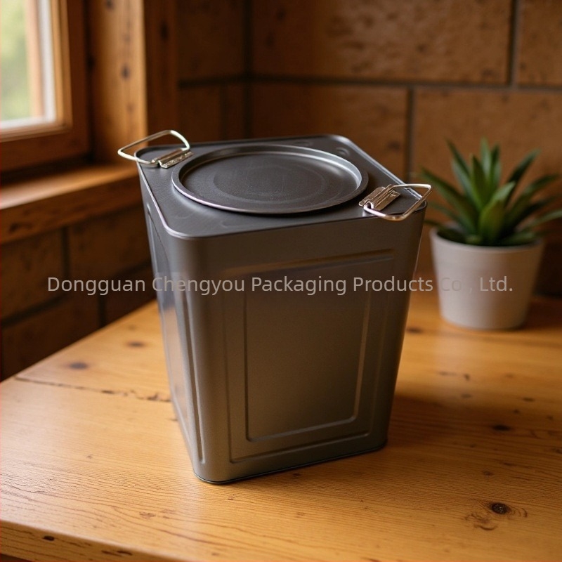 Tea tárolására szolgáló fém doboz nedvességzáró fedéllel, négyszögletes alakú, nagy kapacitású, antik szín.