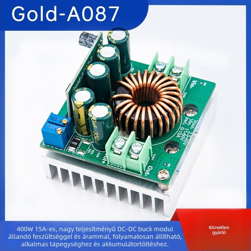 Gold-A087 Magas teljesítményű DC-DC LED töltőhajtó, állandó feszültség és állandó áram, lépcsőzetes csökkentő modul, 400W 15A