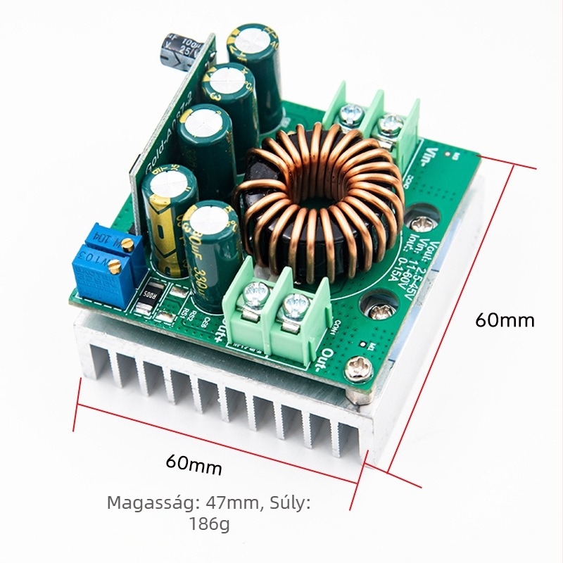 Gold-A087 Magas teljesítményű DC-DC LED töltőhajtó, állandó feszültség és állandó áram, lépcsőzetes csökkentő modul, 400W 15A