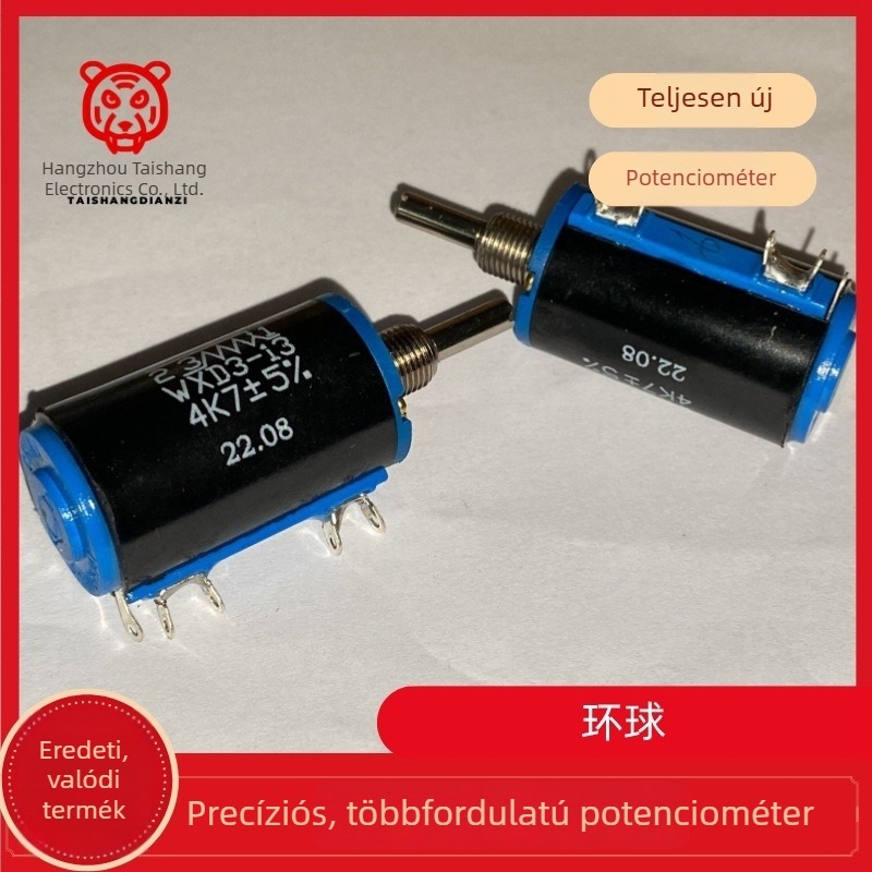 WXD3-13 4,7 kΩ, 20 mm, 10 fordulatú dróttekercsű potenciométer, precíziós