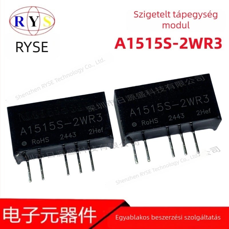 A1515S-2WR3 izolált tápegység modul, bemenet 13,5–16,5 V, kimenet 15 V, 67 mA, 2 W