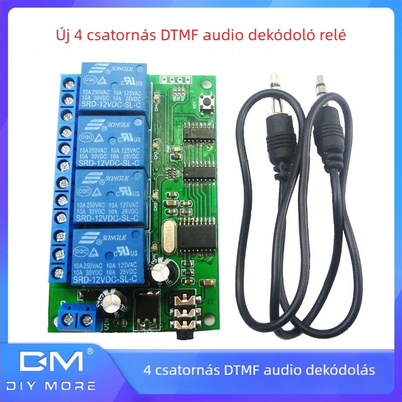4–csatornás DTMF audió dekódoló relé, 12V távirányító modul AD22B04