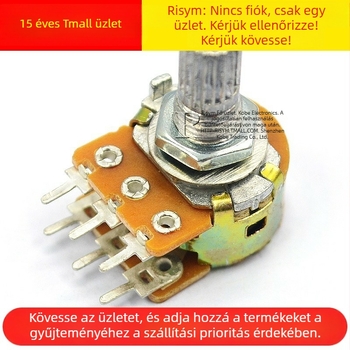 Risym Kétcsatornás potenciométer B10K WH148 erősítőhöz, hangerőszabályozás, 6-pin tengely, 15 mm hosszú, 2 db