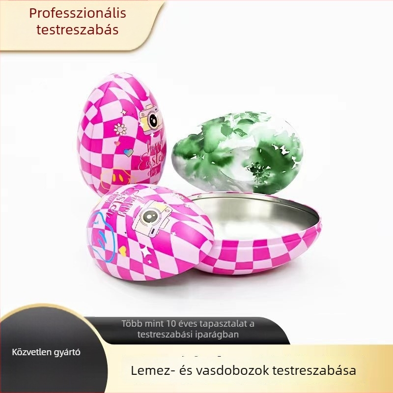 UV-nyomtatott fémdoboz, testre szabható tojás- és cukorka-doboz, négyszögletes ónlemez csomagolás, 155×100×95 mm