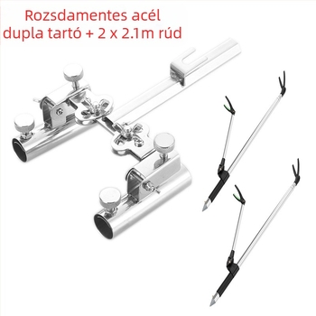 Rozsdamentes acél horgászdoboz kettős torony tartóval és horgász székkel