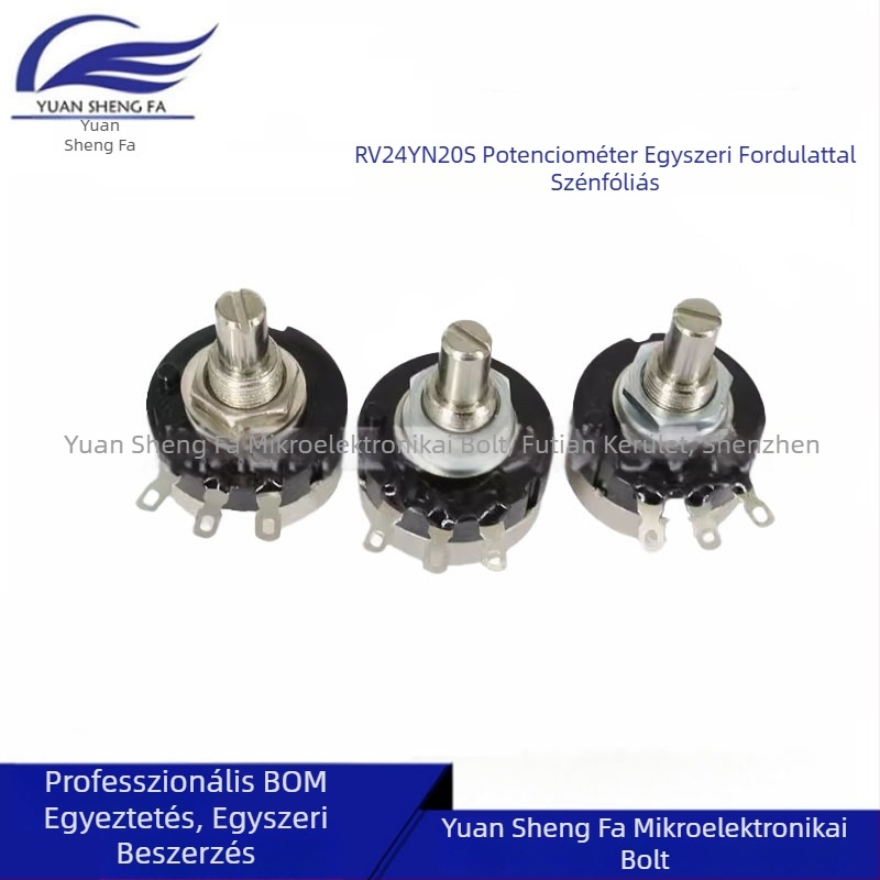 RV24YN20S potenciométer, szénfilmes, egyszeres fordulatú, B102/B202/B502/B103/B203/B104