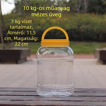 5 kg mézes műanyag üveg, átlátszó, vastagított, fedővel, élelmiszer-minőségű zárható edény