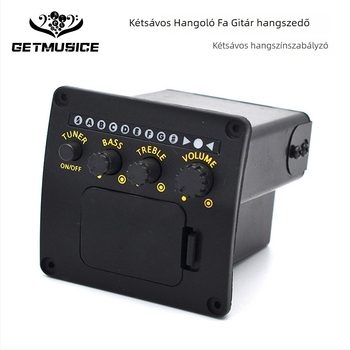 Akkusztikus elektromos gitár pickup EQ-val és LED hangolóval, fekete