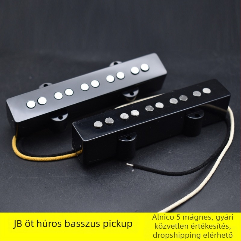 Alnico5 öt húros JB elektromos basszus pickup, nyitott tekercs, egytekercses, fekete