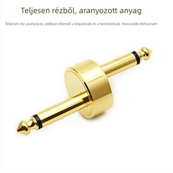 6,35 mm monó gitár effekt adapter, kétoldali dugó, teljesen réz