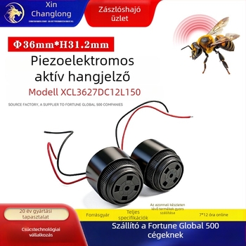 Aktív piezoelektrikus hangjelző 3627DC12L150, folyamatos és időszakos hang