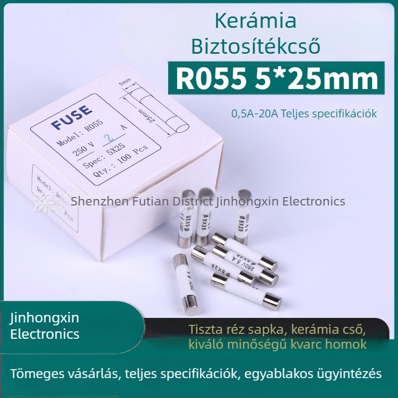 Kerámia biztosítócső RO55, R055 mag, 5×25 mm