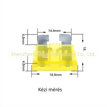 100 darabos színes pengés típusú autóbiztosíték, közepes méret, 19x5x18.5 mm, cink
