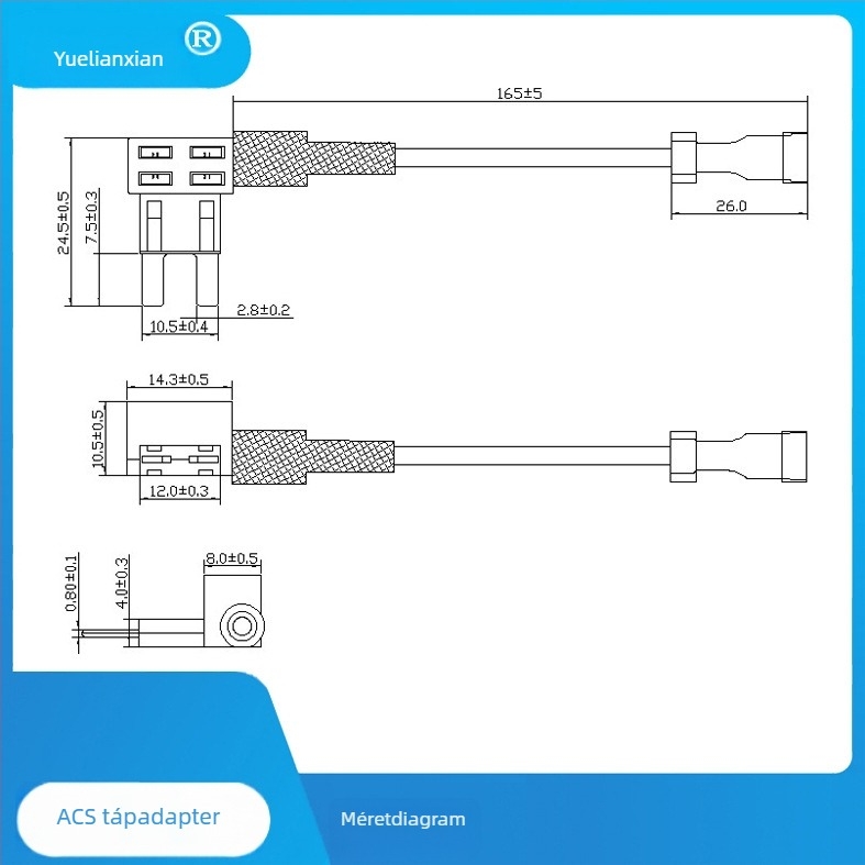 Yue Leading ACS-B autóipari biztosítótábla automatikus visszaállítással, gyors működés, 32V/20A, 4.0 mm terminálok, 165 mm hosszú