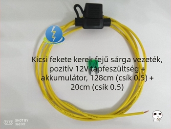 Autóipari vízálló biztosítótartó, beépítő típusú biztosítékhoz, sárga vezeték, piros vég