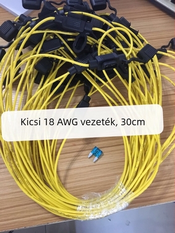 Autóipari vízálló biztosítótartó, beépítő típusú biztosítékhoz, sárga vezeték, piros vég