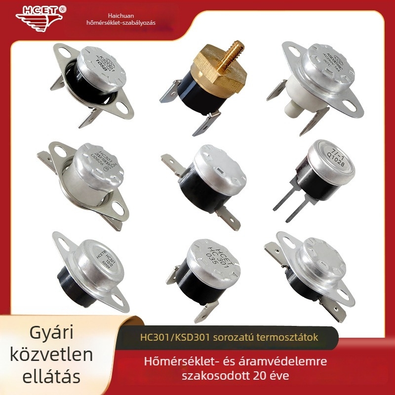 KSD301 hőmérséklet-szabályozó, 10A, szárazkamrához és ruhaszárítógéphez – túlmelegedés elleni védelem