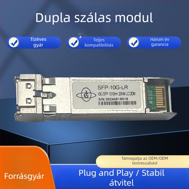 10G SFP+ optikai modul, kompatibil a H3C, Cisco, Ruijie és HP márkákkal, nagy sebességű kettős-szálas átvitel