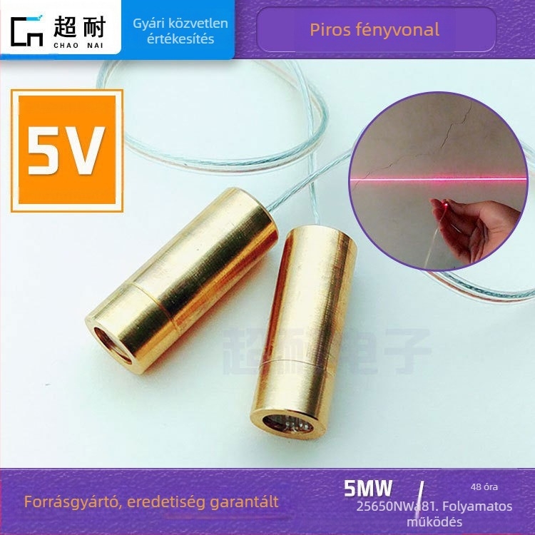 5V-os piros vonalszerű lézer diode modul horisztális pozícionáló fejjel, 650 nm, 5 mW