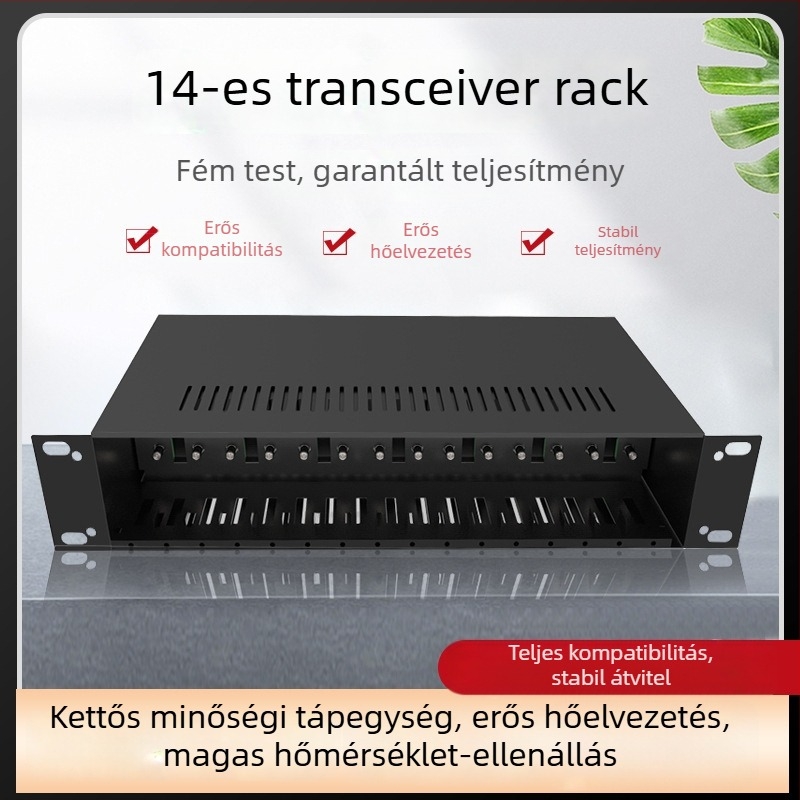2U-s 14‑helyes optikai transzceiver tápegységállvány