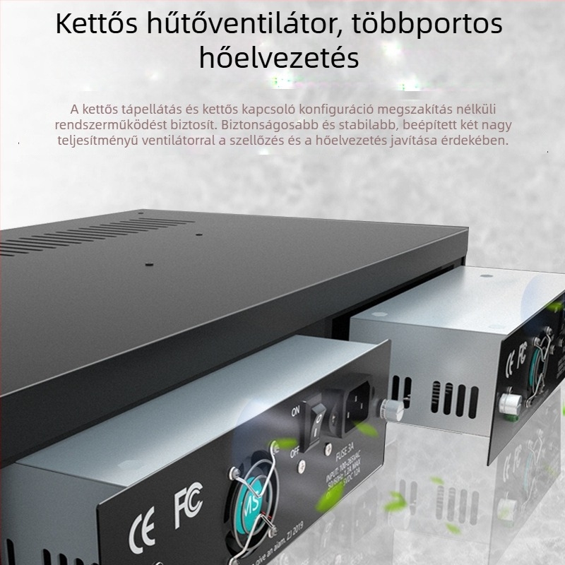 2U-s 14‑helyes optikai transzceiver tápegységállvány
