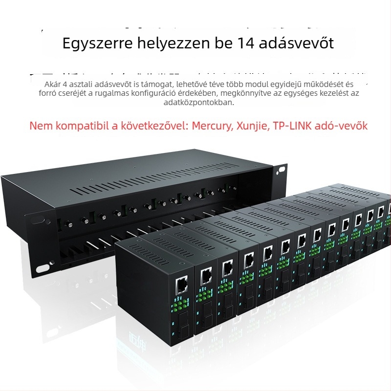 2U-s 14‑helyes optikai transzceiver tápegységállvány