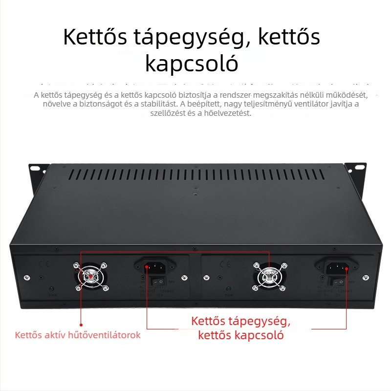 2U-s 14‑helyes optikai transzceiver tápegységállvány