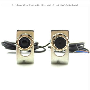 NPN áthaladó lézer szenzor, 12 mm, 10–30 V DC, normálisan nyitott/normálisan zárt típus, látható fény vevő és adó
