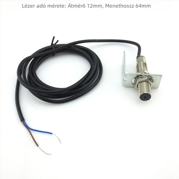 NPN áthaladó lézer szenzor, 12 mm, 10–30 V DC, normálisan nyitott/normálisan zárt típus, látható fény vevő és adó