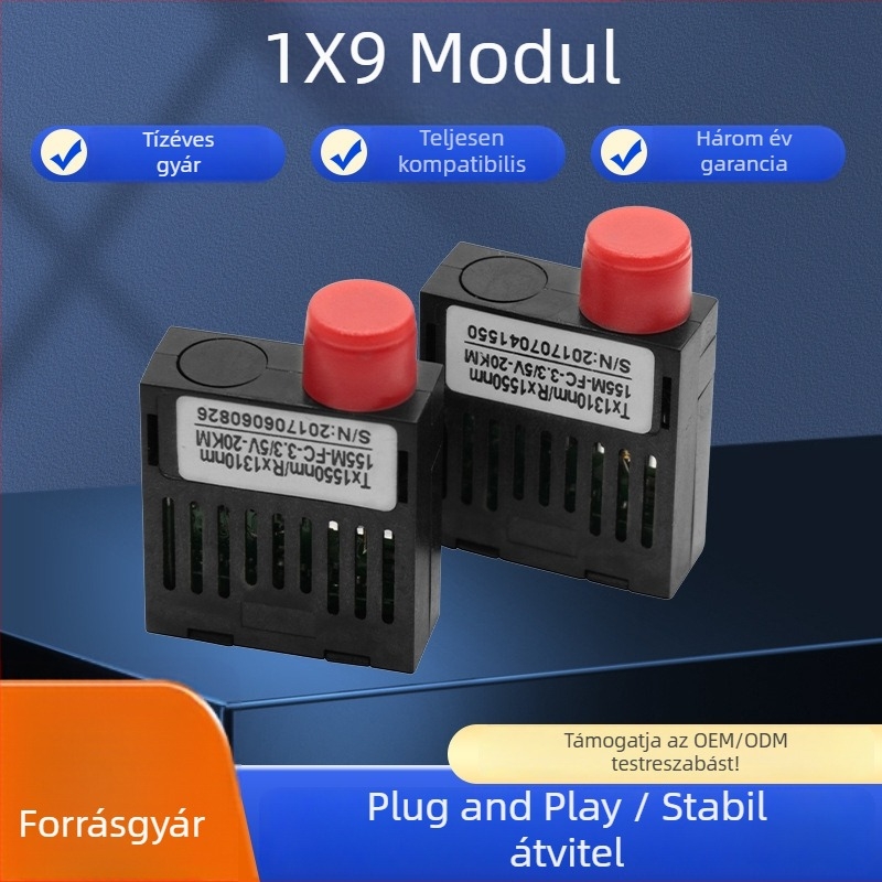 1x9 optikai modul, 100 Mbps, 20 km hatótávolság, 1310 nm multimodális optikai transzceiver, optikai szálheyesztő modul integrált