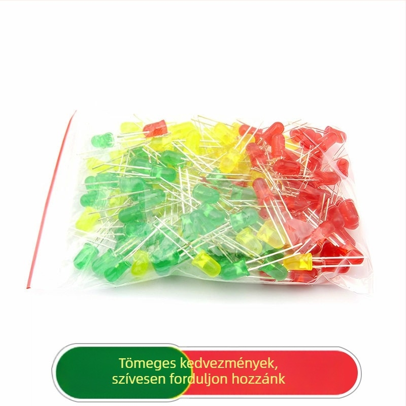 TELESKY 5mm LED-ek piros, zöld és sárga, színenként 50 darab, összesen 150 darab a csomagban