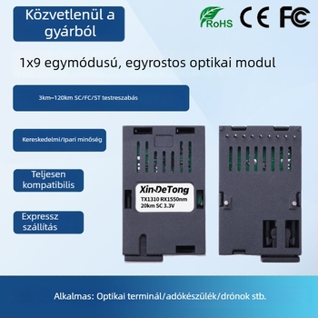 1x9 kétirányú egyszálas optikai transzreceiver modul, 20 km, SC/FC interfész, 3.3V