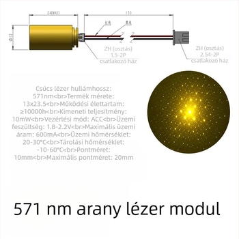 571 nm aranyszínű lézer toll-modul zseblámpához, LED modul nagy fényerővel és stabilitással
