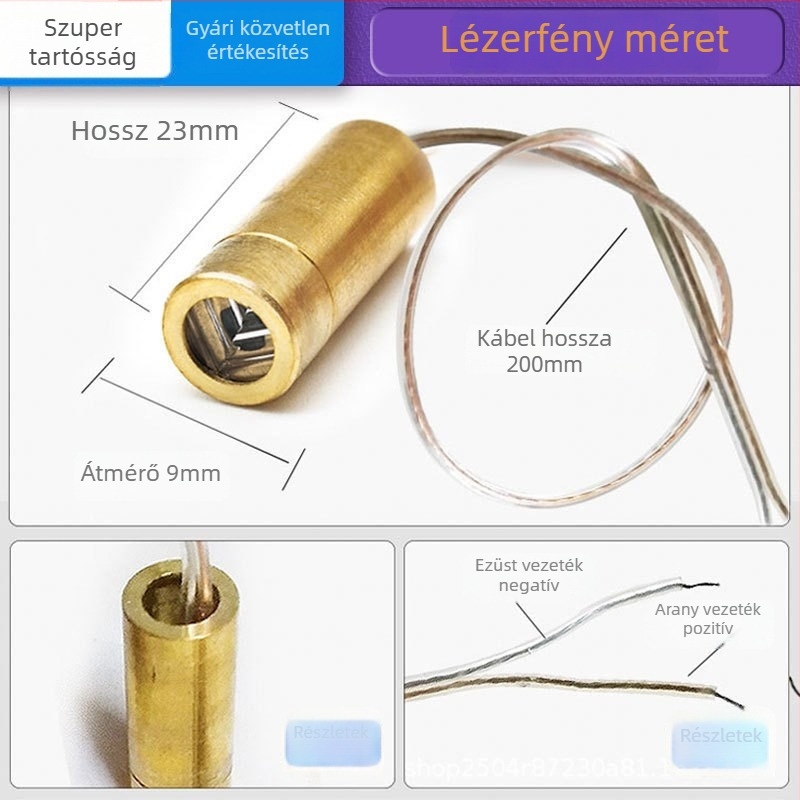 3V keresztirányú lézerfej, piros fény 650 nm, 5 mW dióda, vízszintes pozicionáló lézermodul vonaljelöléshez