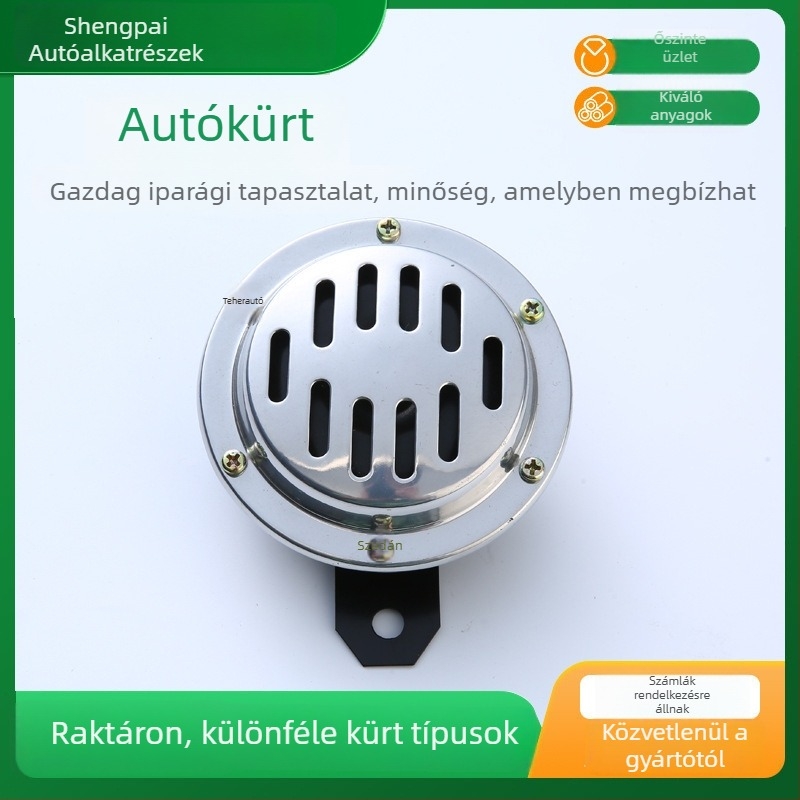 Autó síp SP100H, 12V, elektroplatinált medencetípusú burkolat, magas és mély tónus, Ø100 mm