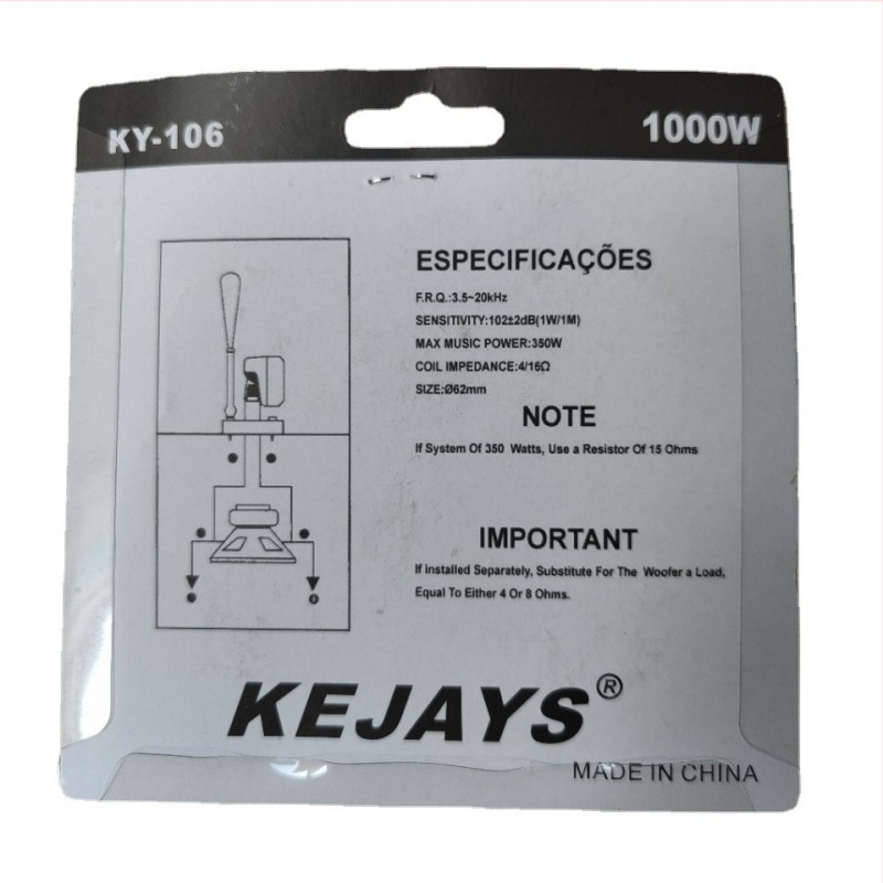 KY-106 autó tweeter, ezüst, univerzális, 1000W, 4Ω