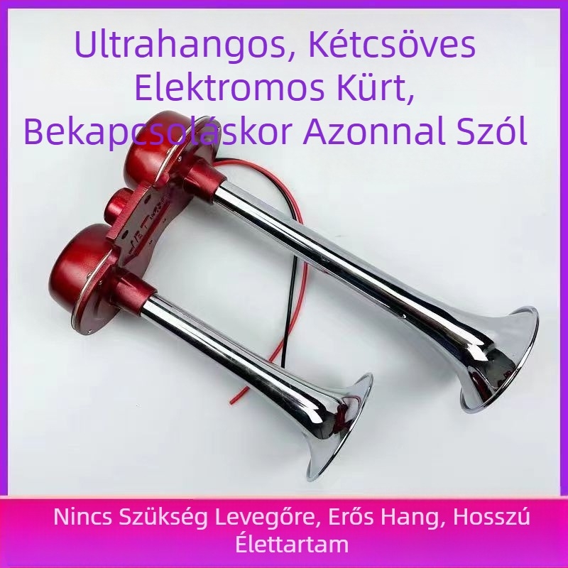 Cső alakú elektromos kürt, 12V/24V – autók, teherautók és motorkerékpárok számára