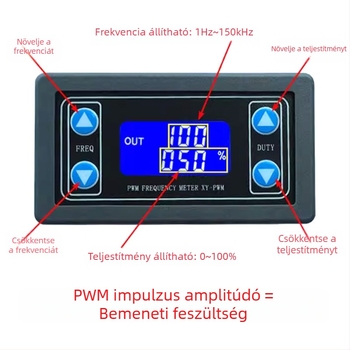 XY-PWM: Állítható PWM modul impulzusfrekvencia és terhelési ciklus számára, négyzet- és téglalapjel-generátor