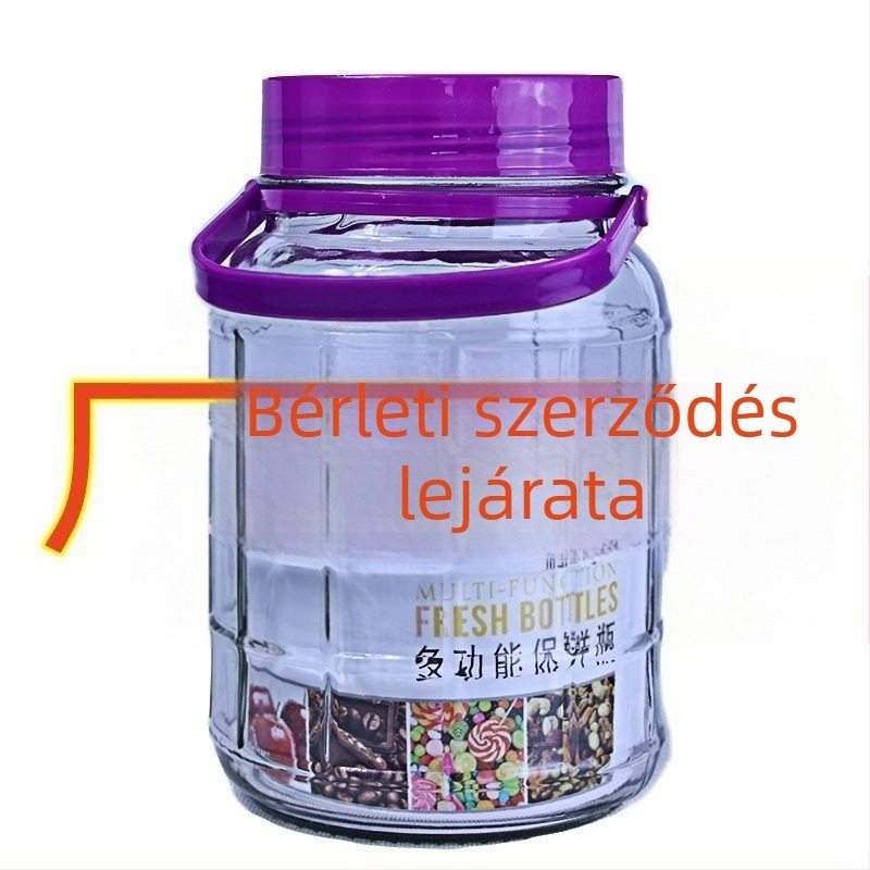 Kockás mintázatú vastag üvegű tárolóedény gabonákhoz, élelmiszerekhez és mézhez, nagy kapacitású, ólommentes