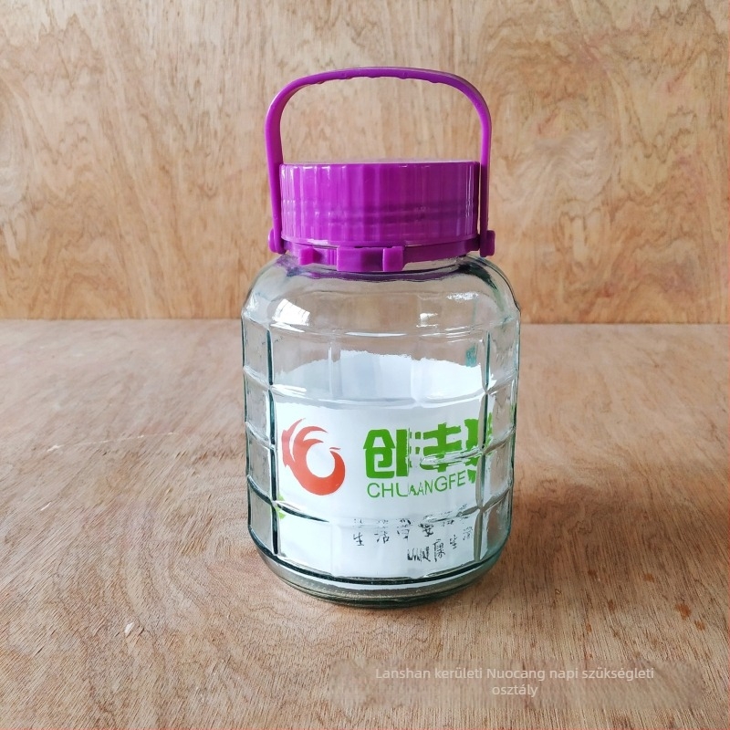 Kockás mintázatú üveg edény, házi savanyúsághoz és bor készítéséhez, zárható, 3L/5L kapacitás