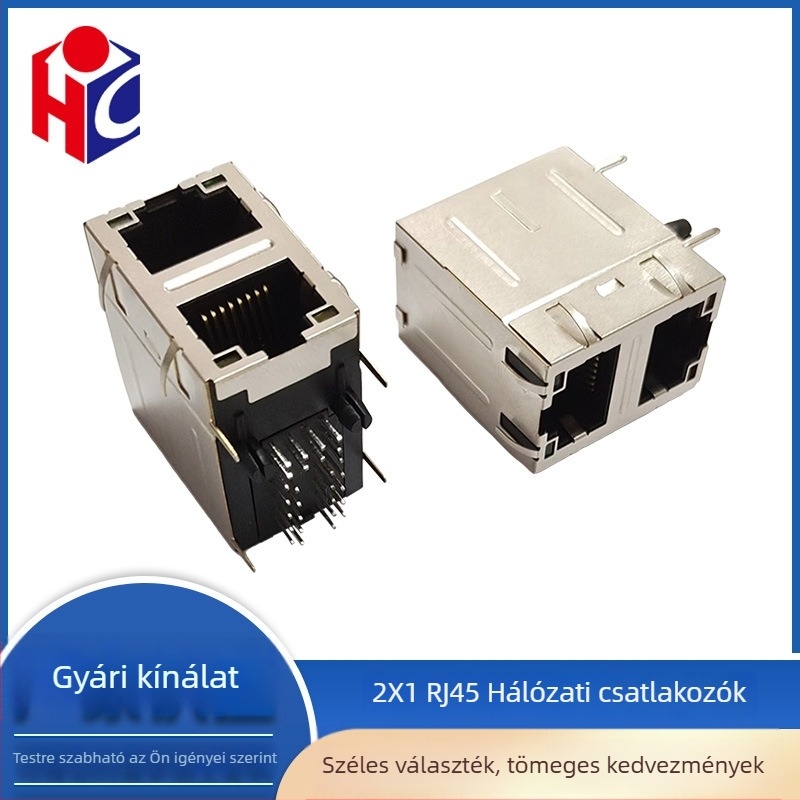 2x1 RJ45 hálózati csatlakozó integrált szűrővel, árnyékolt és megvilágított, 100 Mbps / 1 Gbps