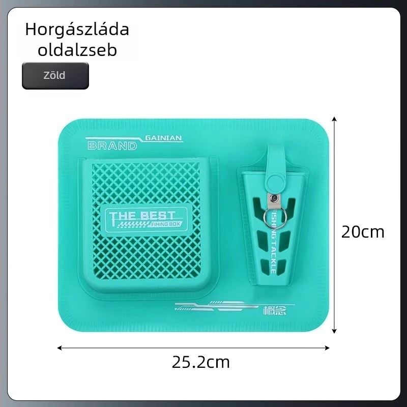 Horgászláda oldalsó táskája – multifunkcionális kiegészítők, oldalsó akasztó, olló és szerszám tároló, oldalsó zseb Velcro