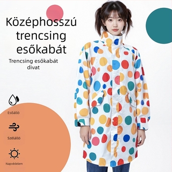 Divatos hosszú esőkabát túrázáshoz, kapucnis, szélálló esőkabát elektromos kerékpárokhoz, ragasztott varrásokkal
