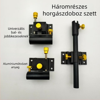 Háromrészes alumínium horgászdoboz készlet etetőtálcával, halvédővel és konzollal