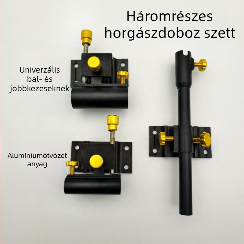 Háromrészes alumínium horgászdoboz készlet etetőtálcával, halvédővel és konzollal